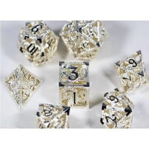 7 Piece Hollow Metal Dice Set Dragon Series